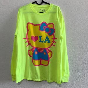 Sanrio Hello Kitty Neon Yellow Long Sleeve T-Shirt Women’s Medium LA Heart